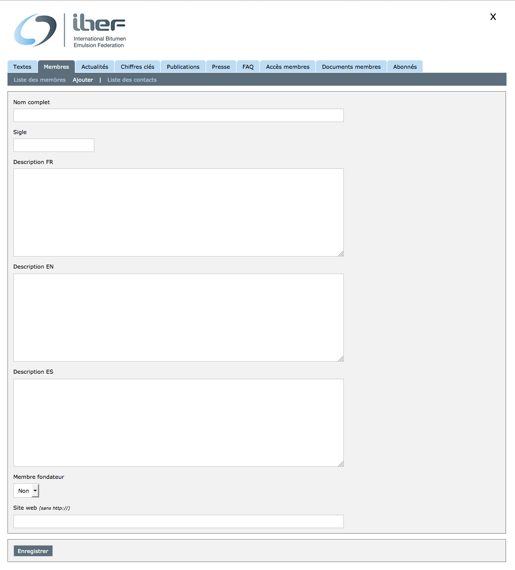 IBEF website tri-lingual back-office administration example